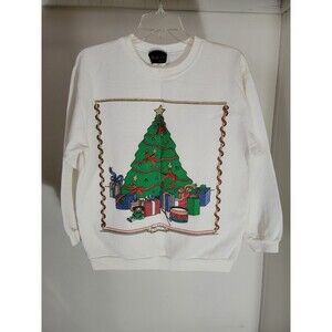 Vintage Andover Christmas Sweatshirt Women’s L Made in USA Holiday Tree Gifts